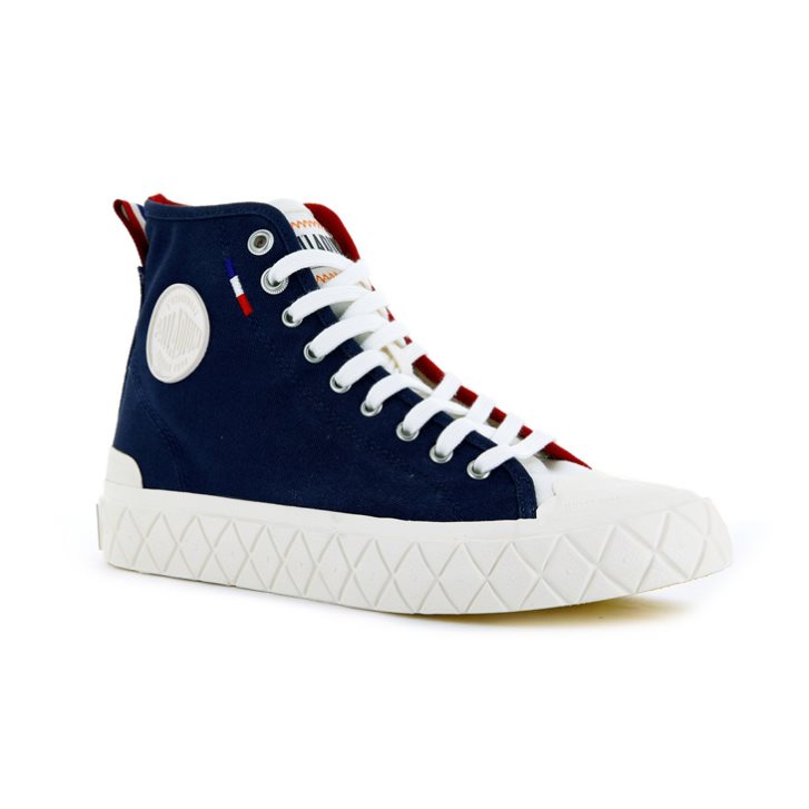 Baskets Palladium Palla Ace Tela High Tops Homme Bleu Marine Rouge | FR CPF785X